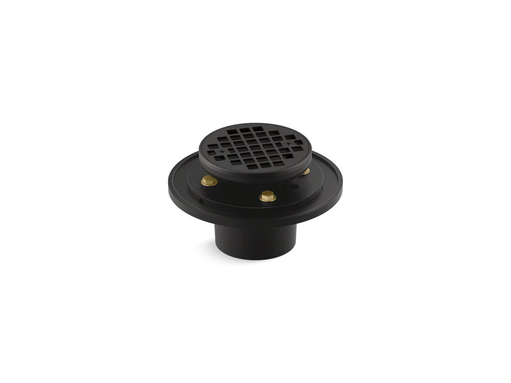 KOHLER K-22671-BL Clearflo Round Brass Tile-In Shower Drain - Matte Black