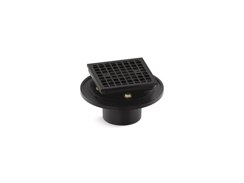 KOHLER K-22673-BL Clearflo Square Brass Tile-In Shower Drain - Matte Black