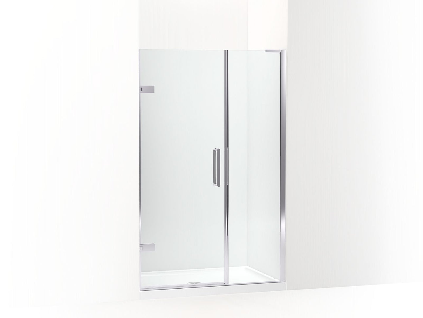 KOHLER K-27606-10L-SHP Composed Frameless Pivot Shower Door, 71-3/4" H X 46 - 46-3/4" W, With 3/8" Thick Crystal Clear Glass In Bright Polished Silver