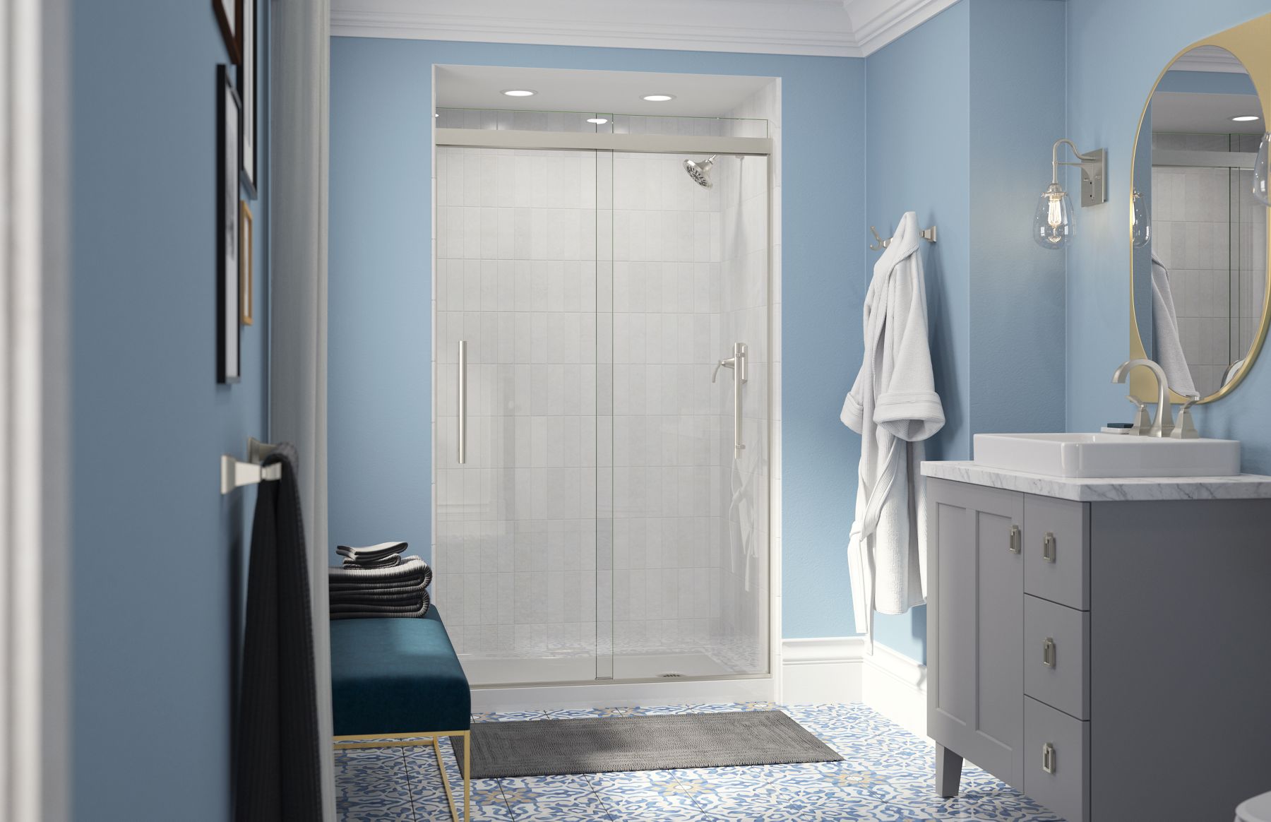 KOHLER K-8638-0 Rely 48" X 32" Alcove Shower Base, Right Drain - White