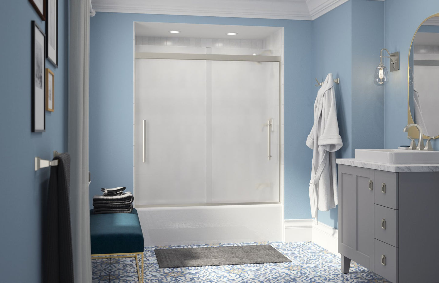 KOHLER K-876-96 Bellwether 60" x 32" alcove bath, right drain - Biscuit