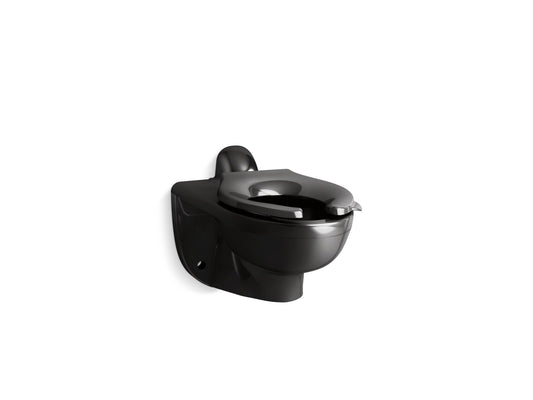 KOHLER K-84323-7 Kingston Ultra Wall-Mount Rear Spud Flushometer Bowl In Black Black