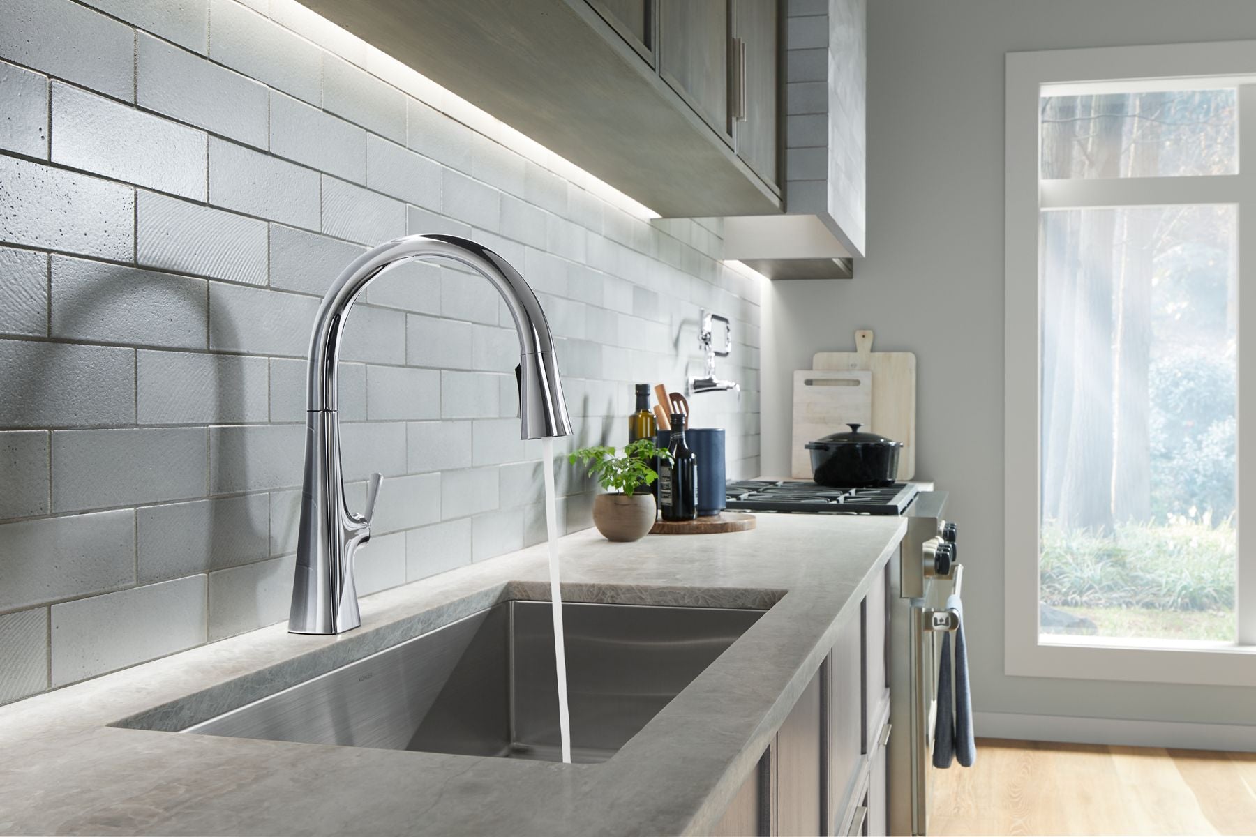 KOHLER K-22062-2MB Graze Pull-Down Kitchen Sink Faucet With Three-Function Sprayhead - Vibrant Brushed Moderne Brass