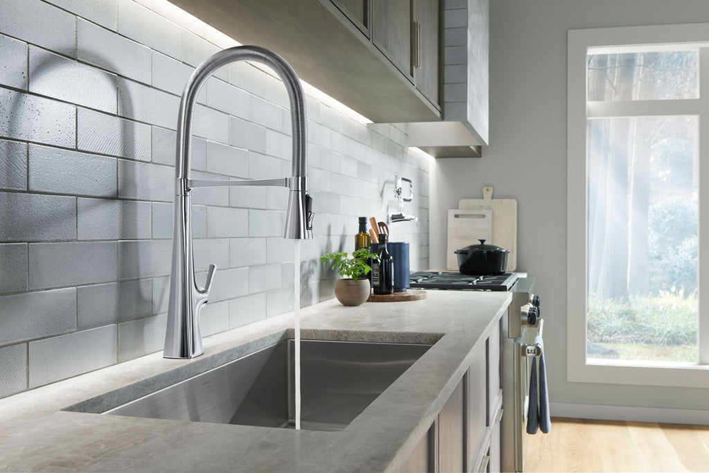 KOHLER K-22060-BL Graze Semi-Professional Kitchen Sink Faucet With Three-Function Sprayhead - Matte Black