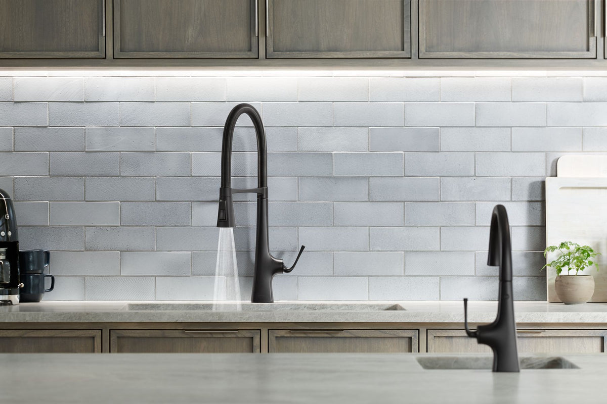 KOHLER K-22060-BL Graze Semi-Professional Kitchen Sink Faucet With Three-Function Sprayhead - Matte Black