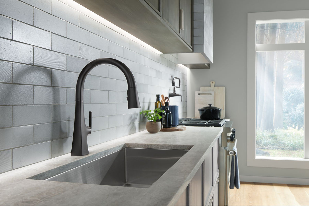 KOHLER K-22062-2MB Graze Pull-Down Kitchen Sink Faucet With Three-Function Sprayhead - Vibrant Brushed Moderne Brass