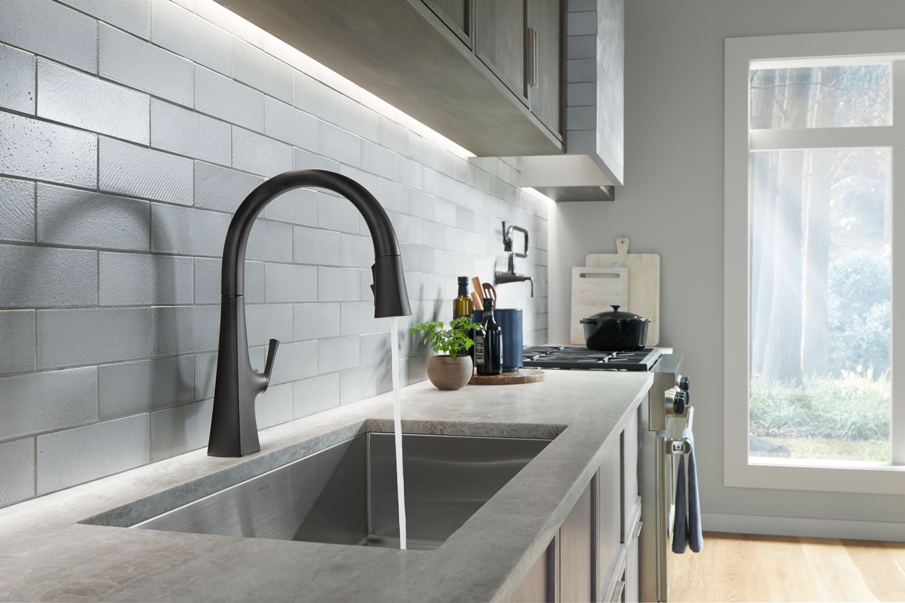 KOHLER K-22062-2MB Graze Pull-Down Kitchen Sink Faucet With Three-Function Sprayhead - Vibrant Brushed Moderne Brass