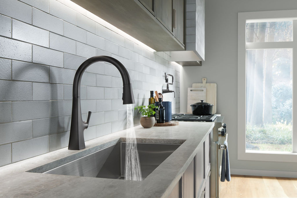 KOHLER K-22062-2MB Graze Pull-Down Kitchen Sink Faucet With Three-Function Sprayhead - Vibrant Brushed Moderne Brass