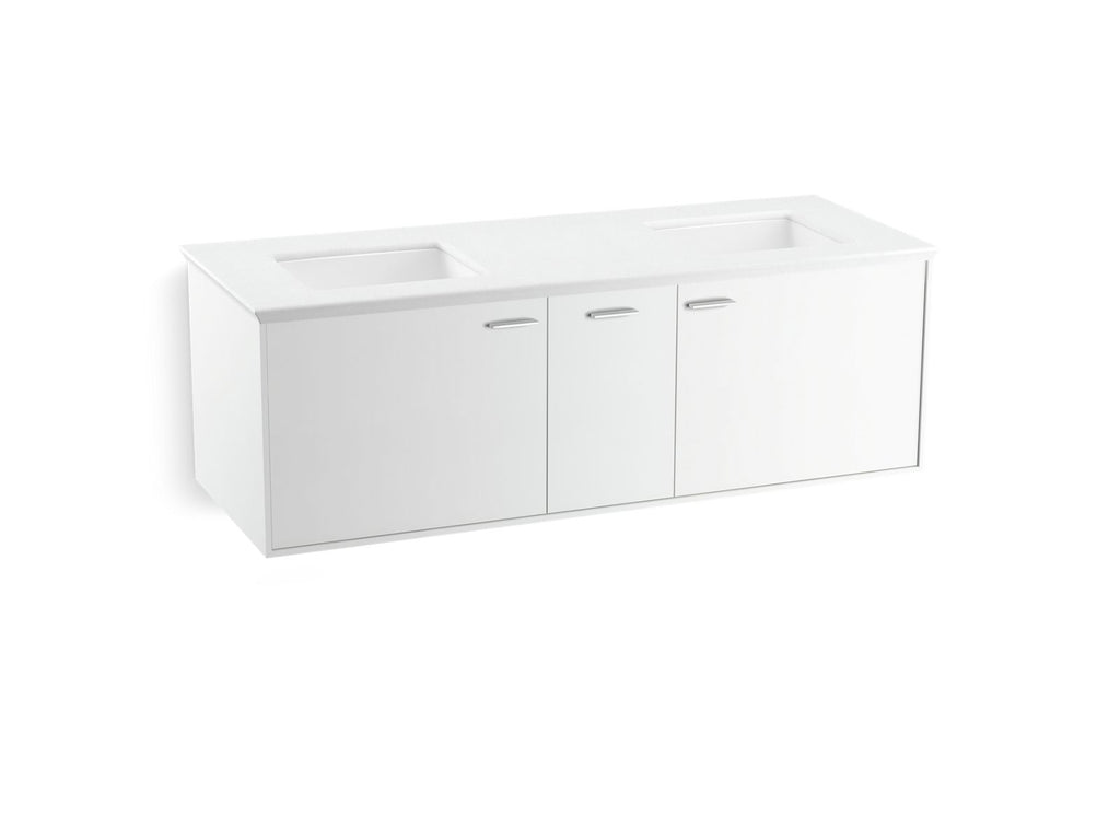 KOHLER K-99548-1WA Jute 60" Wall-Hung Bathroom Vanity Cabinet - Linen White