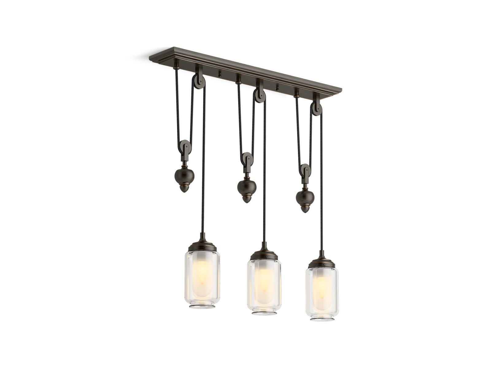 KOHLER K-22659-CH03-BZL Artifacts 27-1/2" Adjustable Linear Chandelier In Oil-Rubbed Bronze