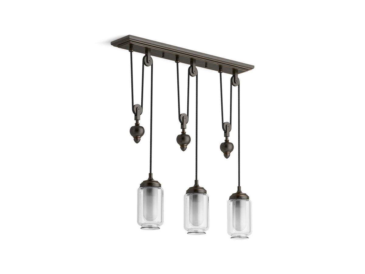 KOHLER K-22659-CH03-BZL Artifacts 27-1/2" Adjustable Linear Chandelier In Oil-Rubbed Bronze