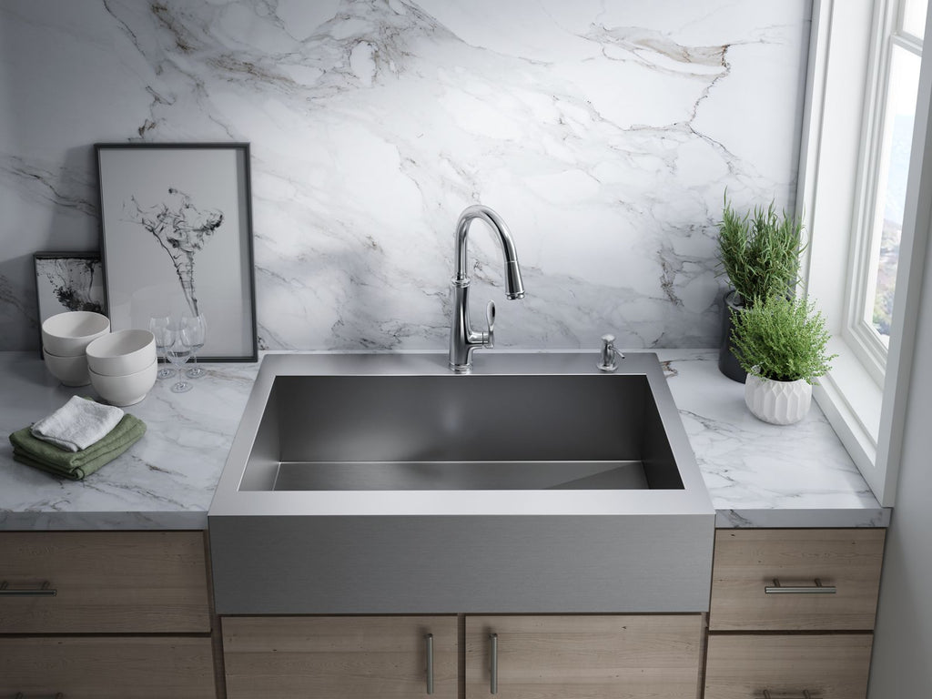 KOHLER K-560-VS Bellera Pull-Down Kitchen Sink Faucet With Three-Function Sprayhead - Vibrant Stainless