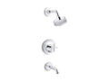 KOHLER K-T14420-3G-CP Purist Rite-Temp Bath And Shower Trim Kit With Push-Button Diverter And Cross Handle, 1.75 Gpm - Polished Chrome