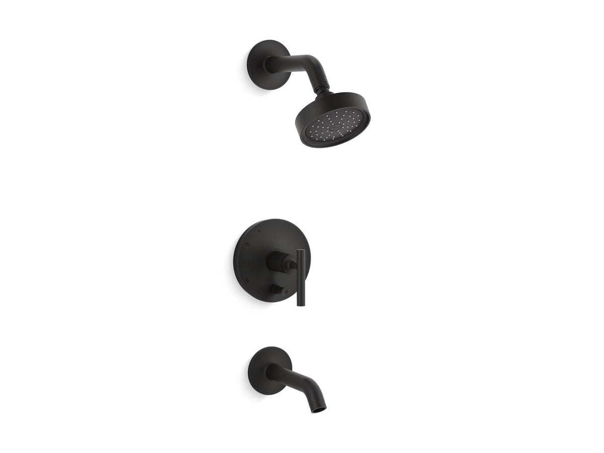 KOHLER K-T14420-4G-BL Purist Rite-Temp Bath And Shower Trim Kit With Push-Button Diverter And Lever Handle, 1.75 Gpm - Matte Black
