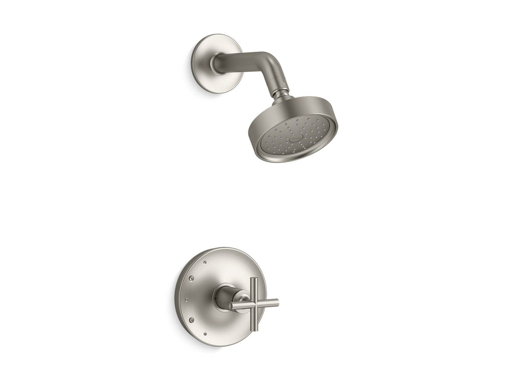 KOHLER K-TS14422-3G-BN Purist Rite-Temp Shower Trim Kit With Cross Handle, 1.75 Gpm - Vibrant Brushed Nickel