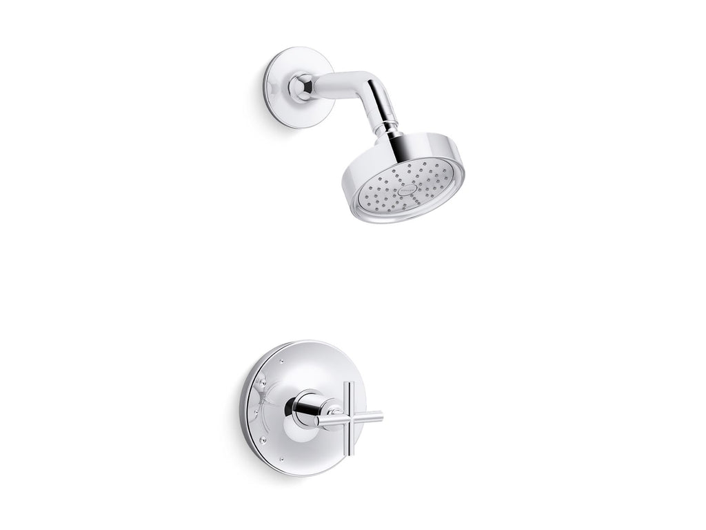 KOHLER K-TS14422-3G-CP Purist Rite-Temp Shower Trim Kit With Cross Handle, 1.75 Gpm - Polished Chrome