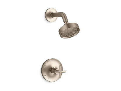 KOHLER K-TS14422-3G-BV Purist Rite-Temp shower trim kit with cross handle, 1.75 gpm - Vibrant Brushed Bronze