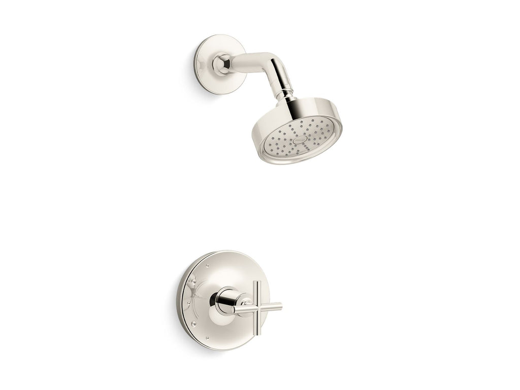 KOHLER K-TS14422-3G-SN Purist Rite-Temp Shower Trim Kit With Cross Handle, 1.75 Gpm - Vibrant Polished Nickel