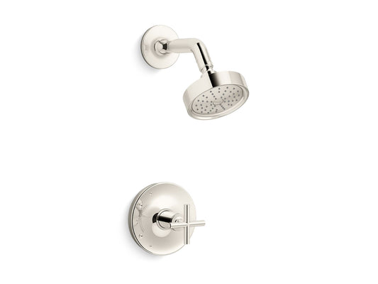 KOHLER K-TS14422-3G-SN Purist Rite-Temp shower trim kit with cross handle, 1.75 gpm - Vibrant Polished Nickel