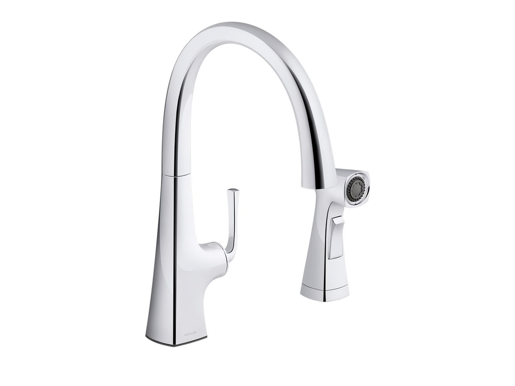 KOHLER K-22064-BL Graze Single-Handle Kitchen Sink Faucet With Two-Function Side Sprayer - Matte Black