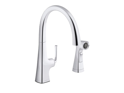 KOHLER K-22064-BL Graze Single-handle kitchen sink faucet with two-function side sprayer - Matte Black