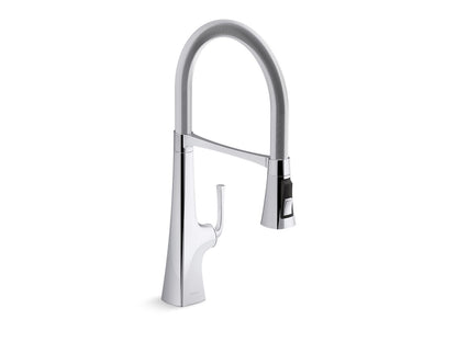 KOHLER K-22061-CP Graze Semi-professional kitchen sink faucet with three-function sprayhead - Polished Chrome
