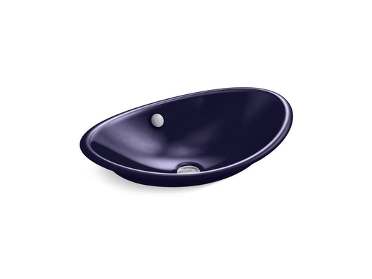 KOHLER K-5403-BL-DGB Iron Plains 20-3/4" Oval Vessel Bathroom Sink In Indigo Blue