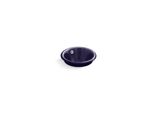 KOHLER K-20211-BL-DGB Iron Plains 12" Round Drop-In/Undermount/Vessel Bathroom Sink With Indigo Blue Painted Underside In Indigo Blue