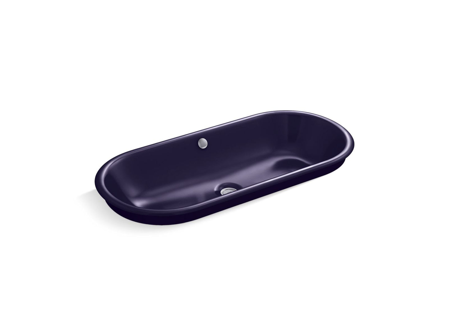 KOHLER K-20213-BL-DGB Iron Plains 33" Oval Drop-In/Undermount/Vessel Bathroom Sink With Indigo Blue Painted Underside In Indigo Blue