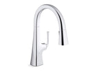 KOHLER K-22063-BL Graze Pull-Down Kitchen Sink Faucet With Three-Function Sprayhead - Matte Black