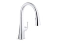 KOHLER K-22068-WB-CP Graze Touchless Pull-Down Kitchen Sink Faucet With Kohler Konnect And Three-Function Sprayhead In Polished Chrome