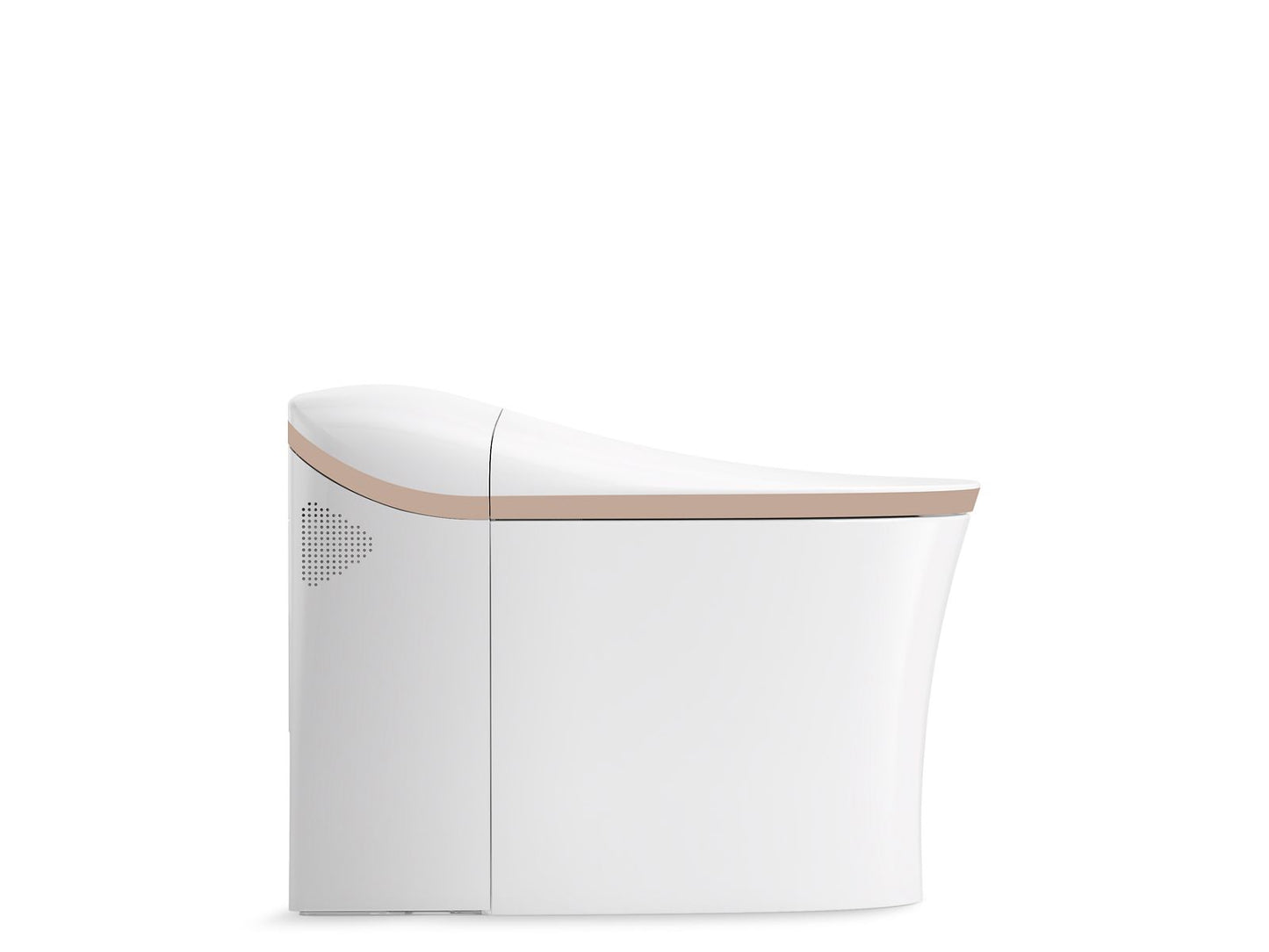 KOHLER K-77795-0RG Eir One-Piece Elongated Smart Toilet, Dual-Flush In White with Rose Gold Trim