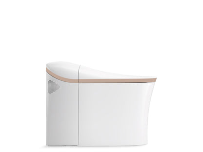 KOHLER K-77795-0RG Eir One-Piece Elongated Smart Toilet, Dual-Flush In White with Rose Gold Trim