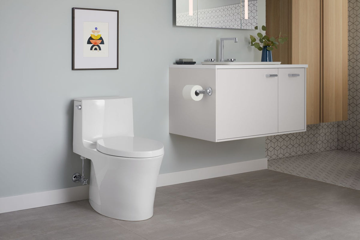 KOHLER K-1381-7 Veil One-Piece Elongated Toilet With Skirted Trapway, Dual-Flush - Black Black