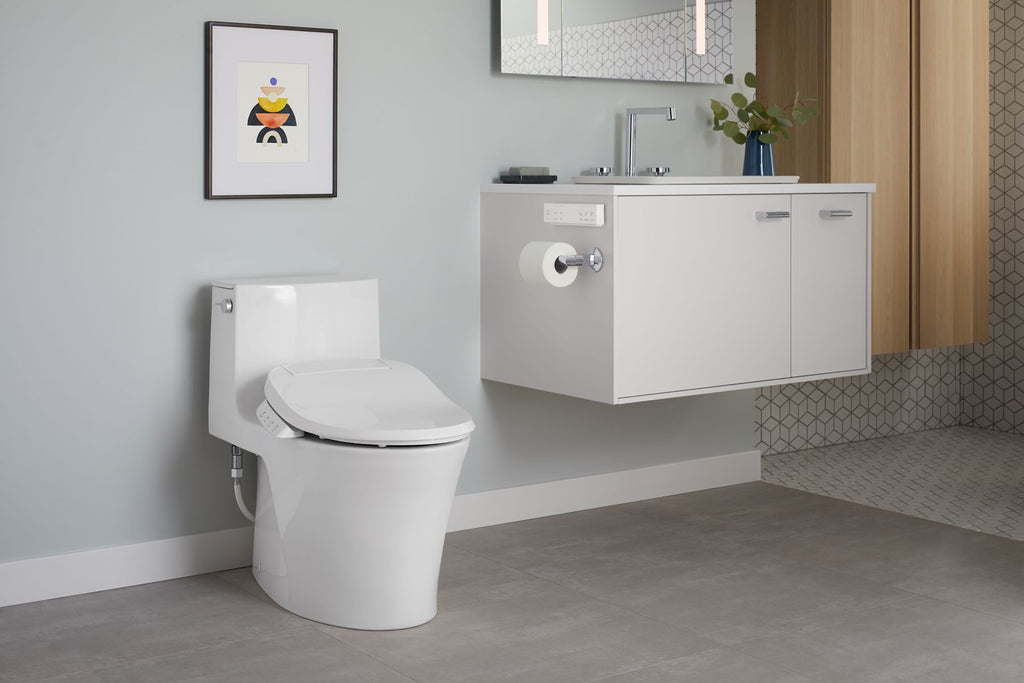 KOHLER K-1381-HC-0 Veil Hidden Cord One-Piece Elongated Toilet With Skirted Trapway, Dual-Flush - White