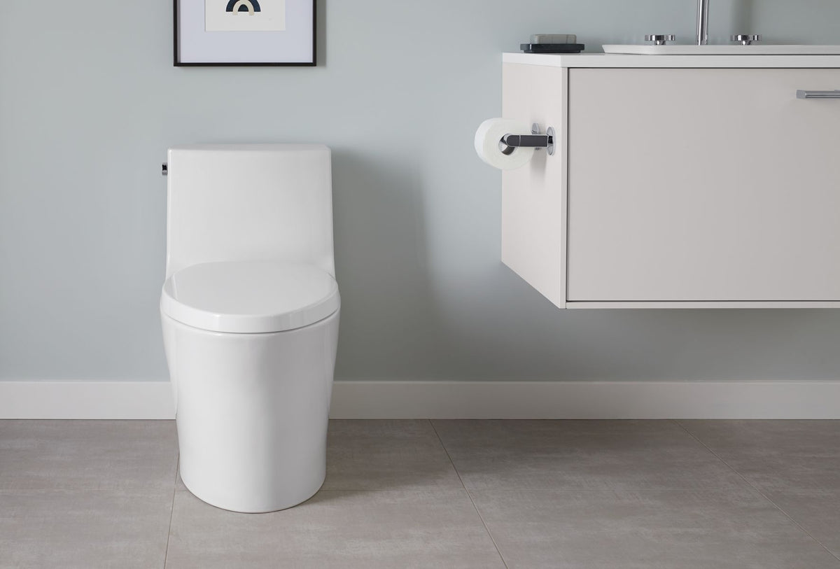 KOHLER K-1381-7 Veil One-Piece Elongated Toilet With Skirted Trapway, Dual-Flush - Black Black