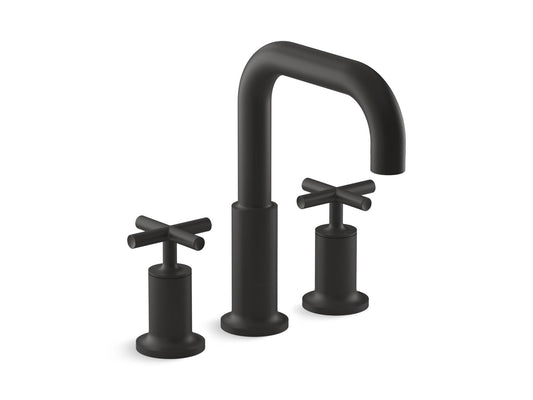 KOHLER K-T14428-3-BL Purist Deck-Mount Bath Faucet Trim With Cross Handles In Matte Black