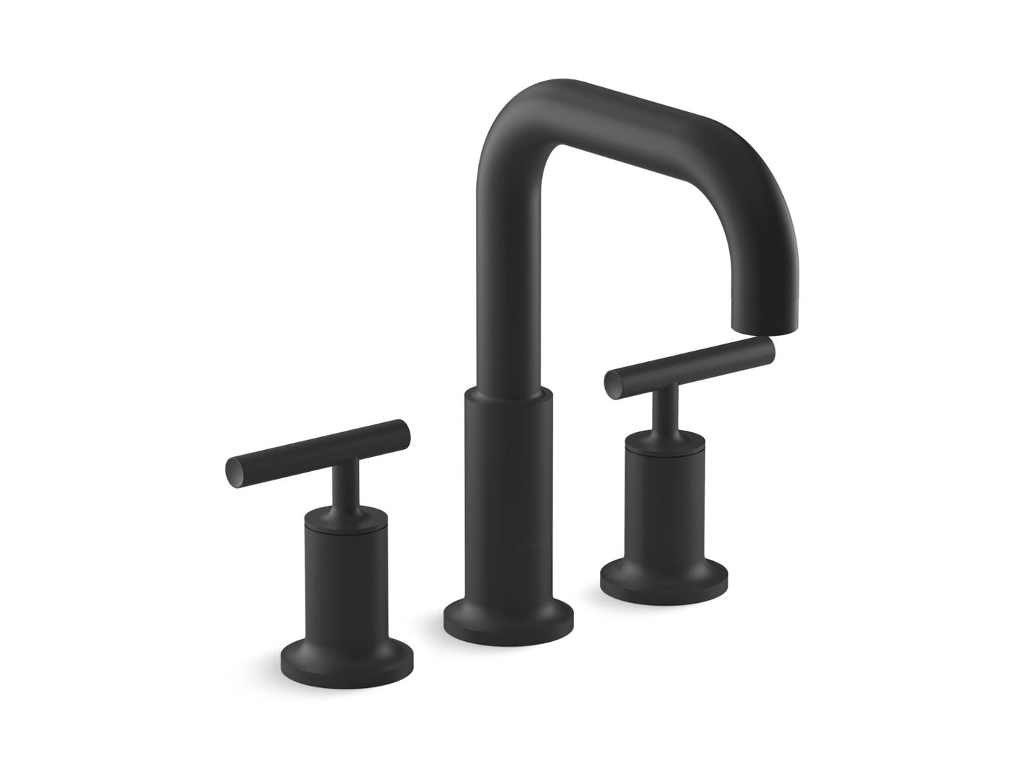 KOHLER K-T14428-4-BL Purist Deck-Mount Bath Faucet Trim With Lever Handles In Matte Black