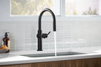 KOHLER K-22972-BL Crue Pull-Down Kitchen Sink Faucet With Three-Function Sprayhead - Matte Black