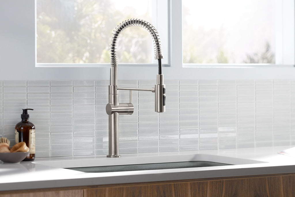 KOHLER K-22973-BL Crue Semi-Professional Kitchen Sink Faucet With Three-Function Sprayhead - Matte Black