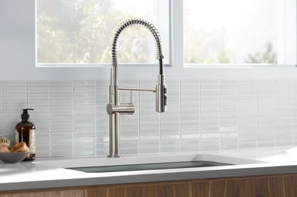 KOHLER K-22973-BL Crue Semi-professional kitchen sink faucet with three-function sprayhead - Matte Black