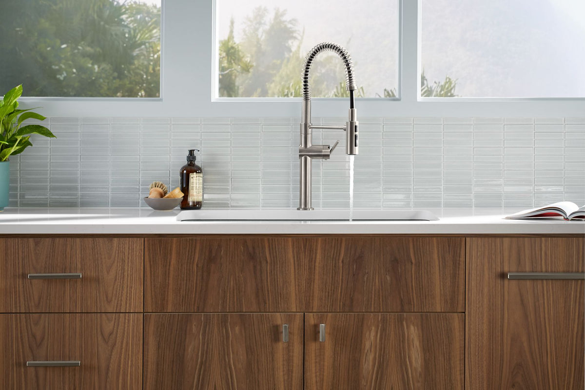 KOHLER K-22973-BL Crue Semi-Professional Kitchen Sink Faucet With Three-Function Sprayhead - Matte Black