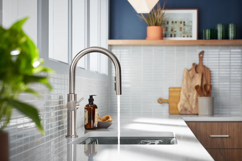 KOHLER K-22972-BL Crue Pull-Down Kitchen Sink Faucet With Three-Function Sprayhead - Matte Black