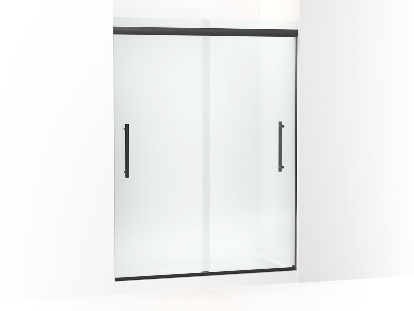 KOHLER K-707600-8D3-BL Pleat Frameless Sliding Shower Door, 79-1/16" H X 54-5/8 - 59-5/8" W, With 5/16" Thick Frosted Glass In Matte Black