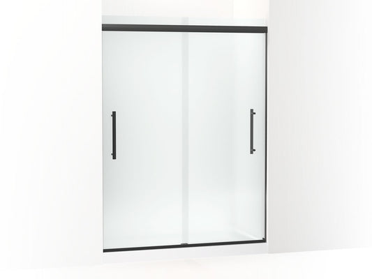 KOHLER K-707600-8D3-BL Pleat Frameless Sliding Shower Door, 79-1/16" H X 54-5/8 - 59-5/8" W, With 5/16" Thick Frosted Glass In Matte Black