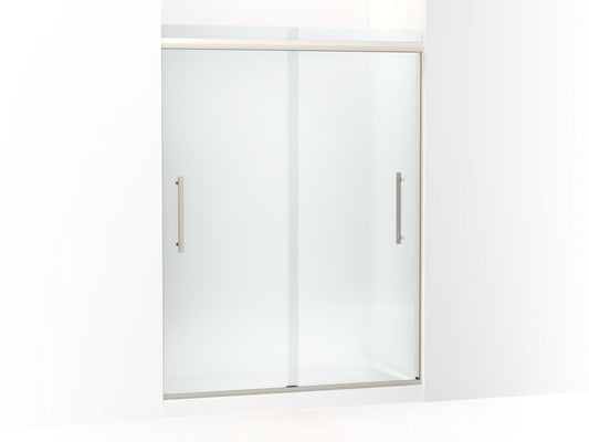 KOHLER K-707600-8D3-BNK Pleat Frameless Sliding Shower Door, 79-1/16" H X 54-5/8 - 59-5/8" W, With 5/16" Thick Frosted Glass In Anodized Brushed Nickel