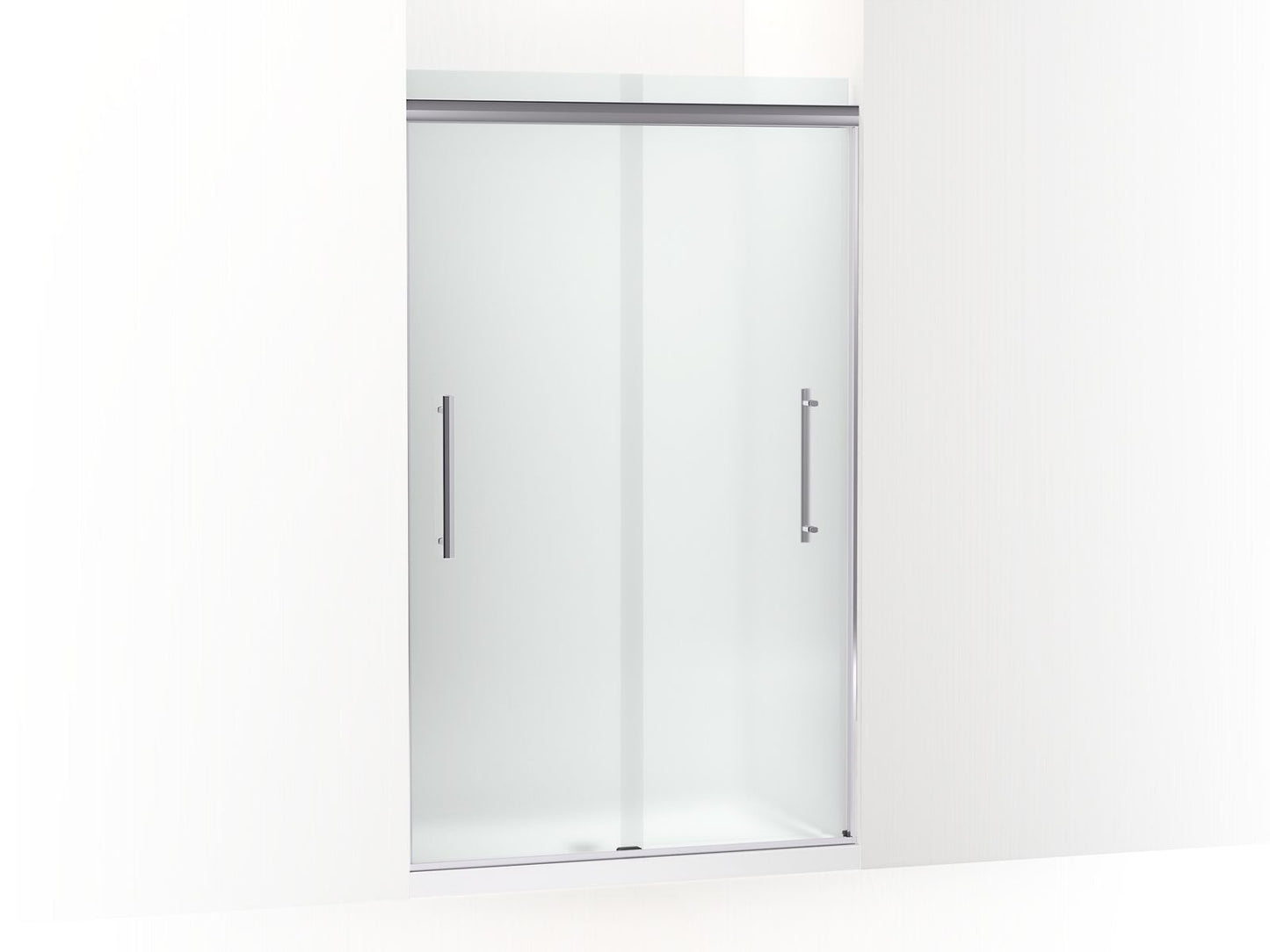 KOHLER K-707601-8D3-SHP Pleat Frameless Sliding Shower Door, 79-1/16" H X 44-5/8 - 47-5/8" W, With 5/16" Thick Frosted Glass In Bright Polished Silver