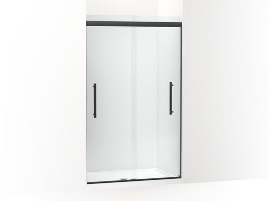 KOHLER K-707601-8L-BL Pleat Frameless Sliding Shower Door, 79-1/16" H X 44-5/8 - 47-5/8" W, With 5/16" Thick Crystal Clear Glass In Matte Black