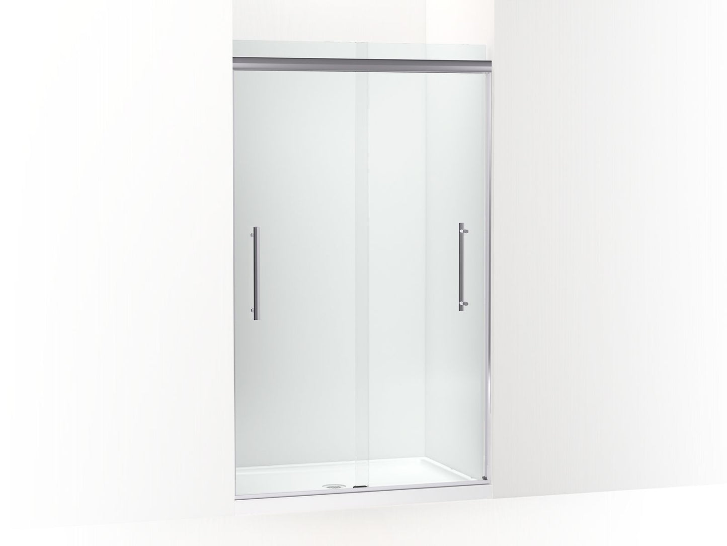 KOHLER K-707601-8L-SHP Pleat Frameless Sliding Shower Door, 79-1/16" H X 44-5/8 - 47-5/8" W, With 5/16" Thick Crystal Clear Glass In Bright Polished Silver