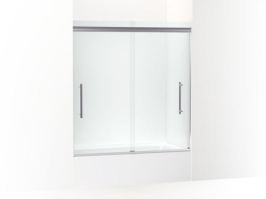 KOHLER K-707602-8L-SHP Pleat 63-9/16" H Sliding Bath Door With 5/16"-Thick Glass In Bright Polished Silver